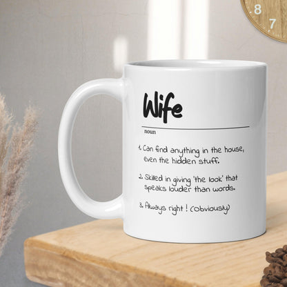 Wife Definition Mug Funny Gift Wife Husband Novelty Cup Present Marriage Humor Kitchen Decor Unique Tea Gift Bride